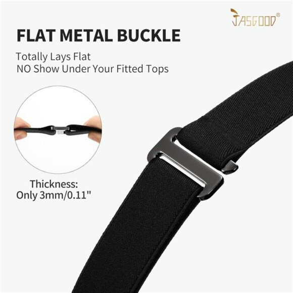 JASGOOD No Show Stretch Belt Women Adjustable Flat Buckle Elastic Waistband - Picture 4 of 7